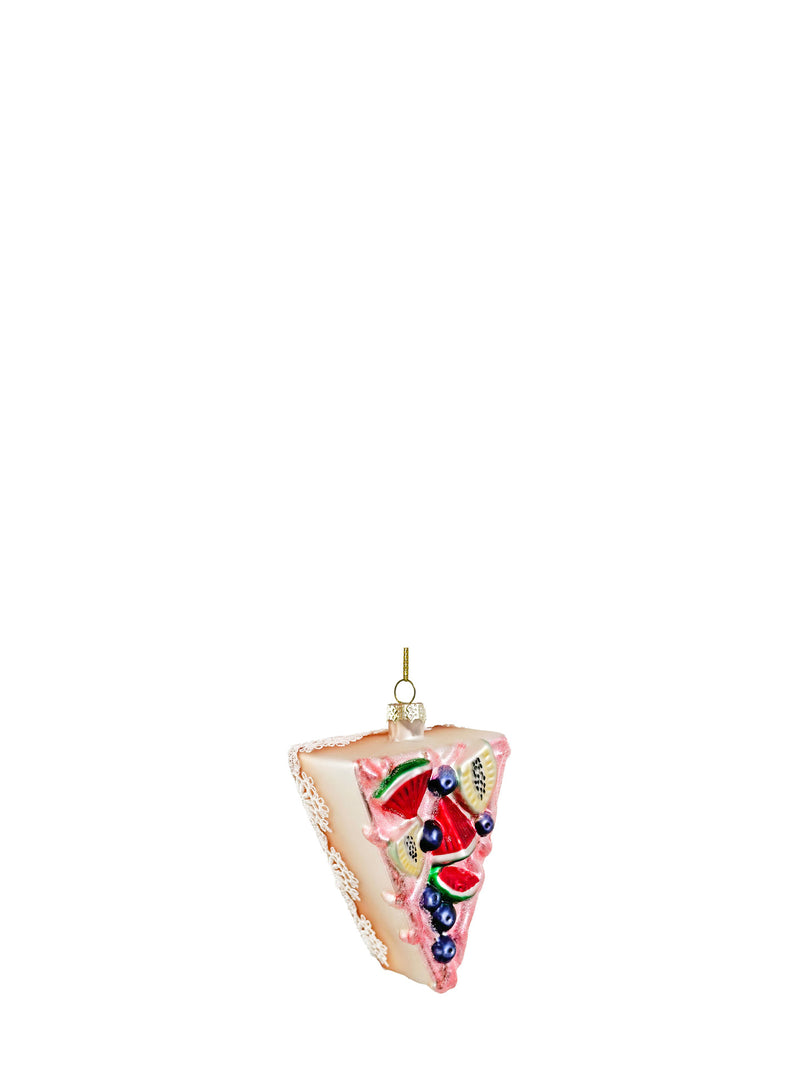 Fruit cake slice glass ornament (8 cm)