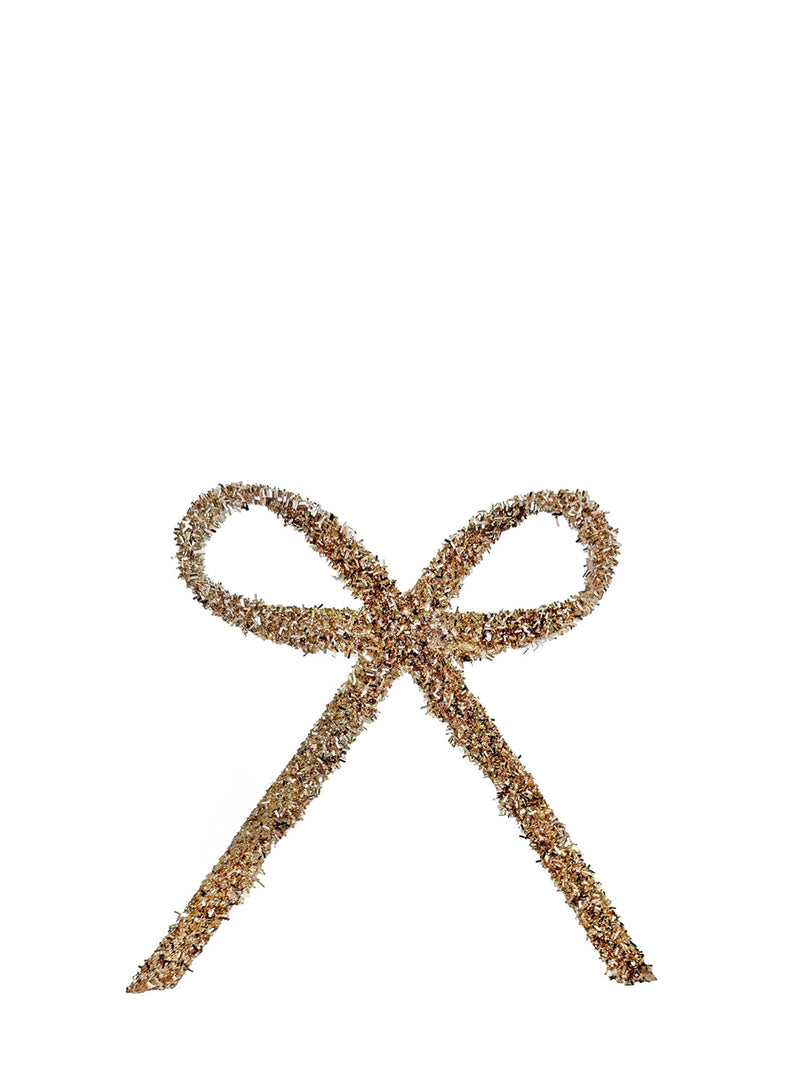 Glitter bow with clip, champagne (25 cm)