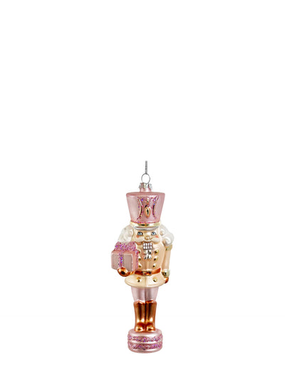 Nutcracker glass ornament, matte pink (18 cm)