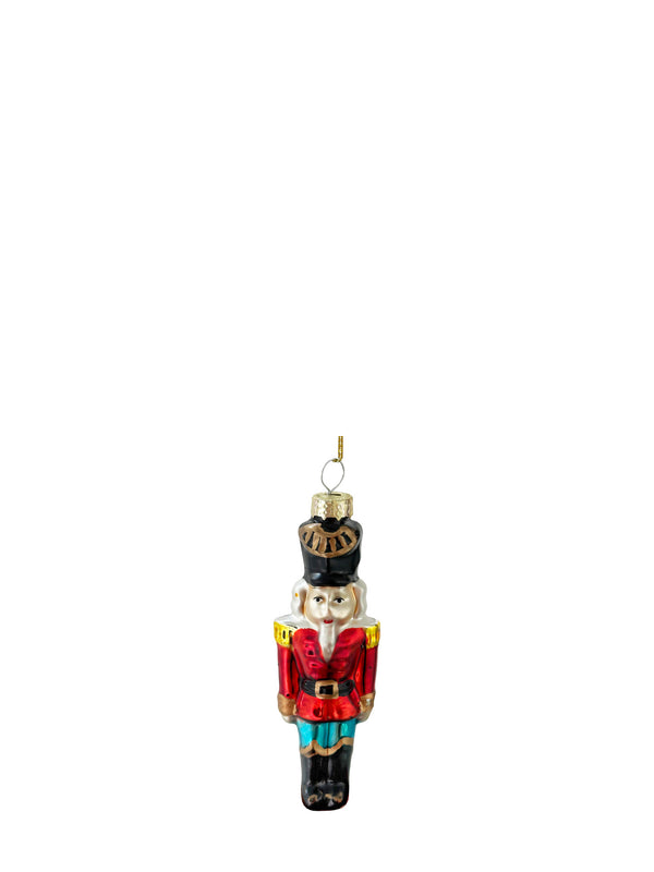 Nutcracker glass ornament, red-green (12 cm)