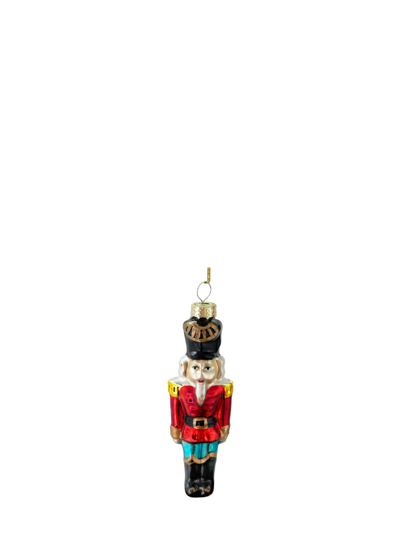 Nutcracker glass ornament, red-green (12 cm)