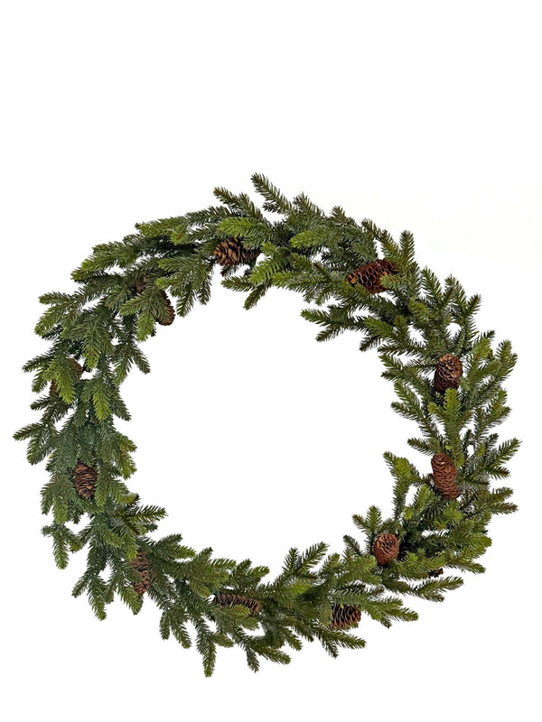 Slim fir wreath with cones (Ø70 cm)