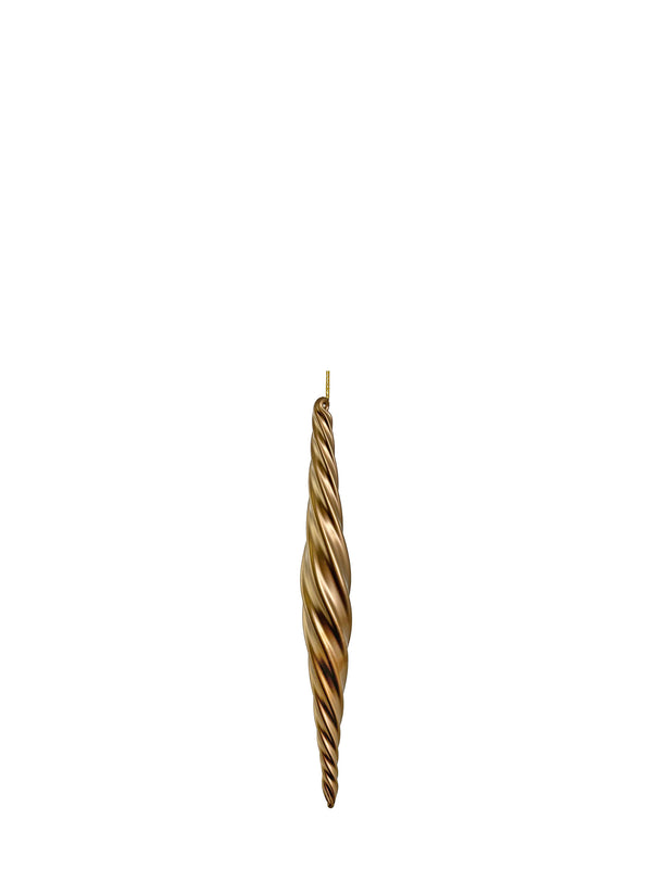 Spiral drop glass hanging ornament, matte gold (24 cm)