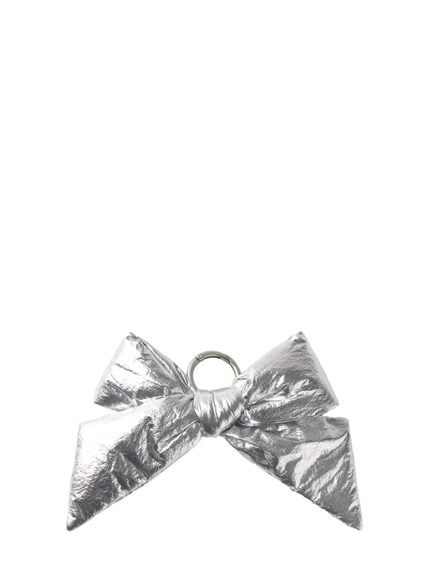 Silver bow bag charm