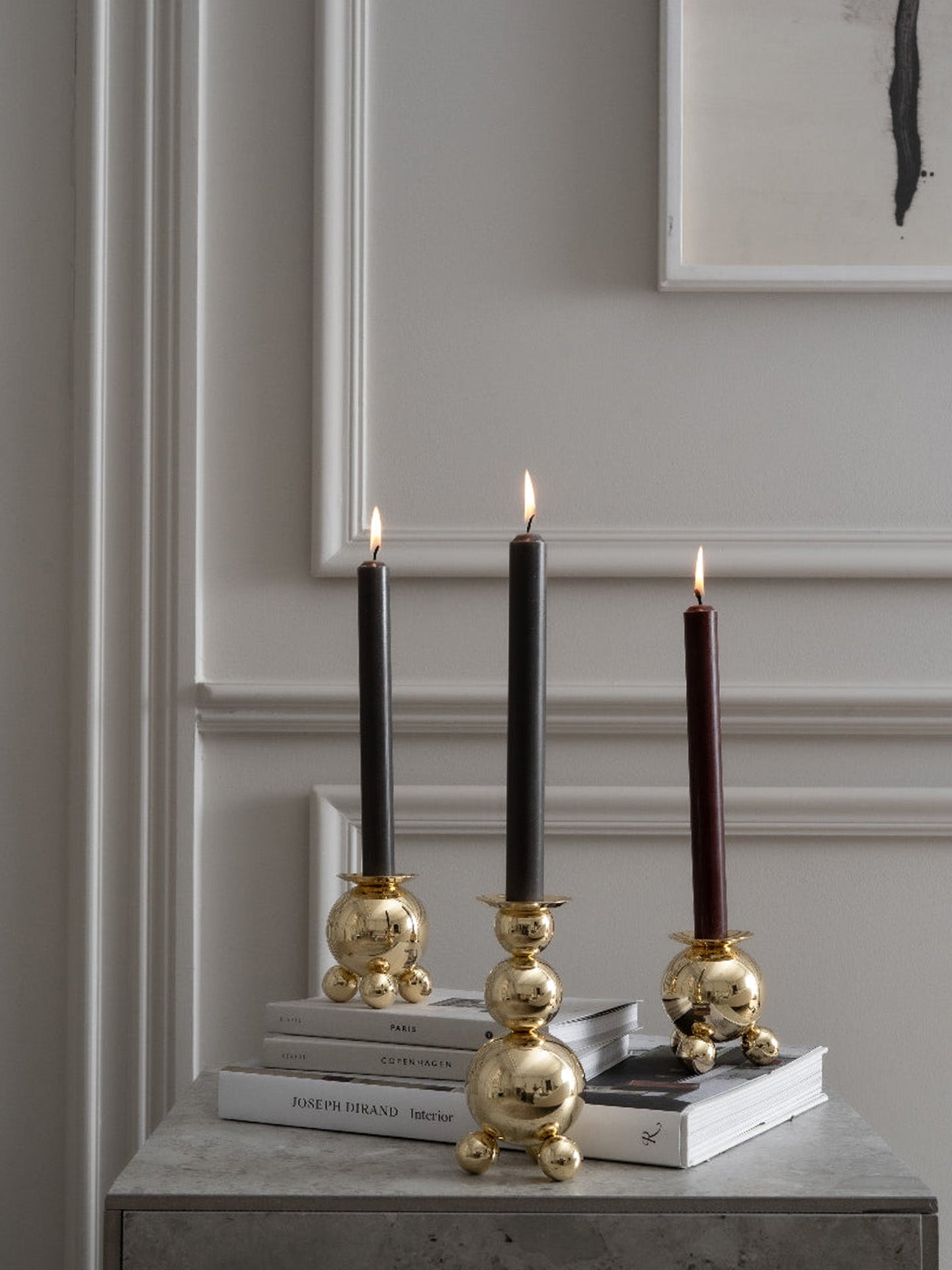 Ball small candlestick, brass