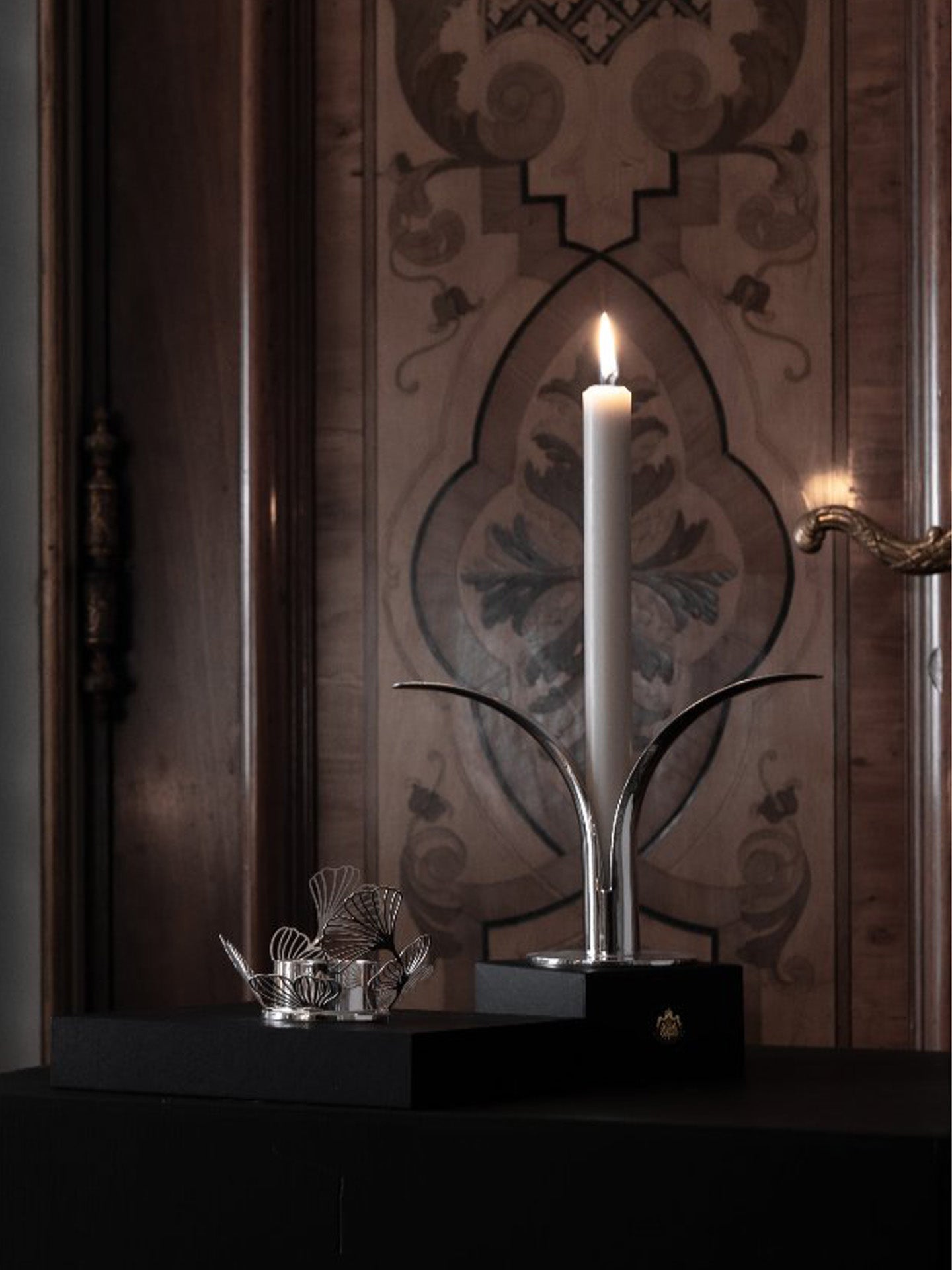 Lily candlestick, silver plated