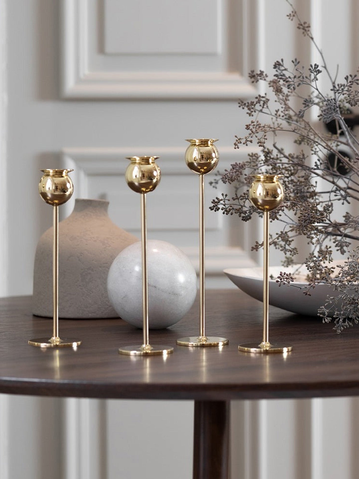 Tulip large candlestick, brass