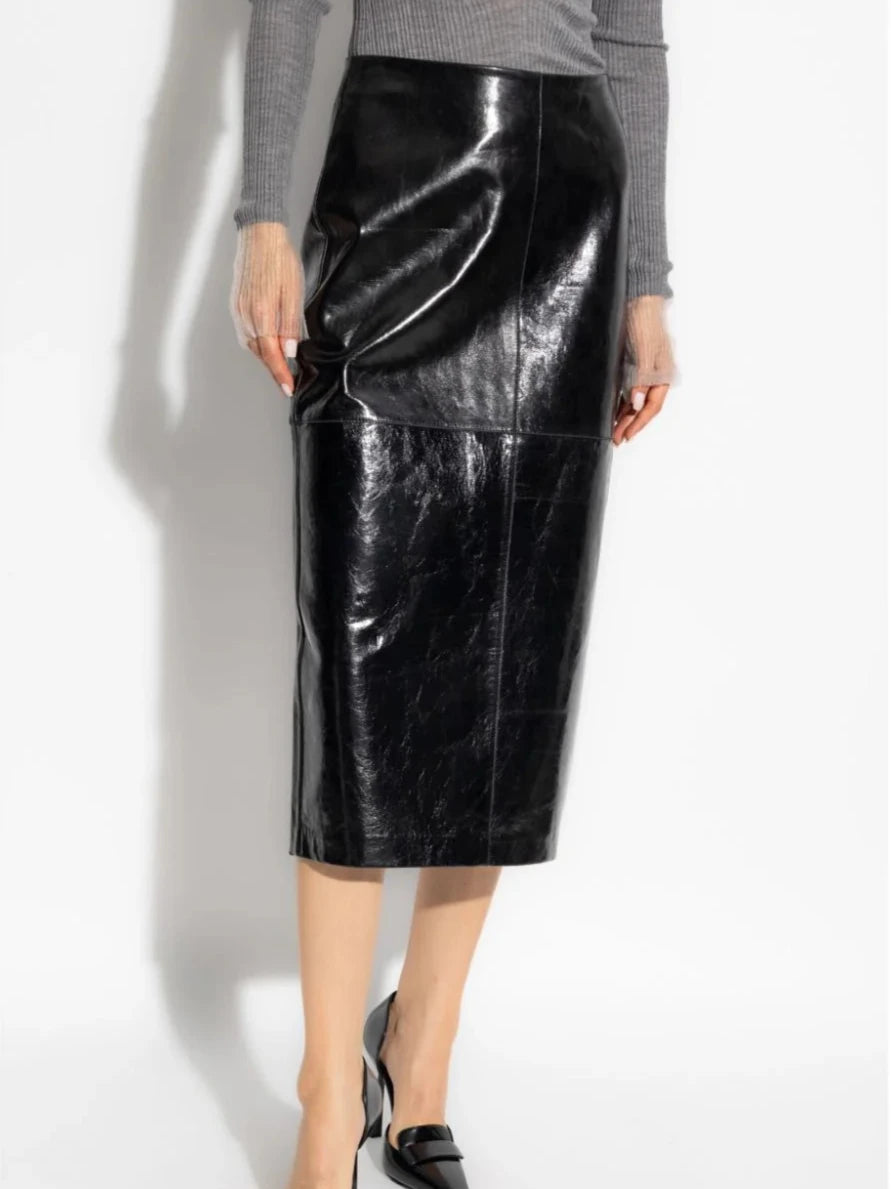 Bairo leather skirt, black