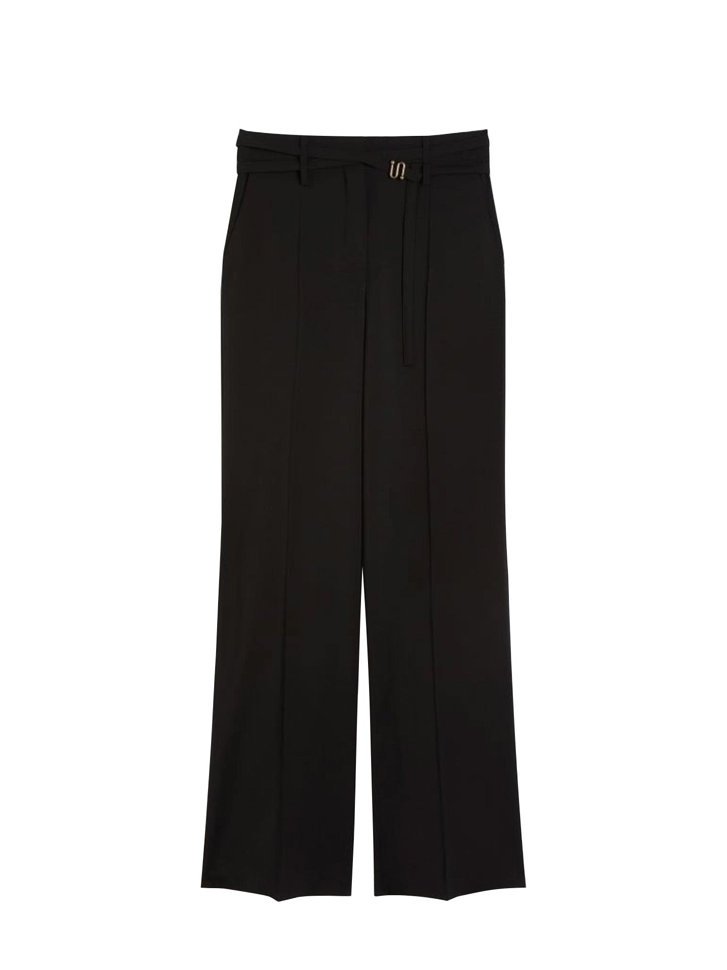 Flared wool lowrise trousers, black