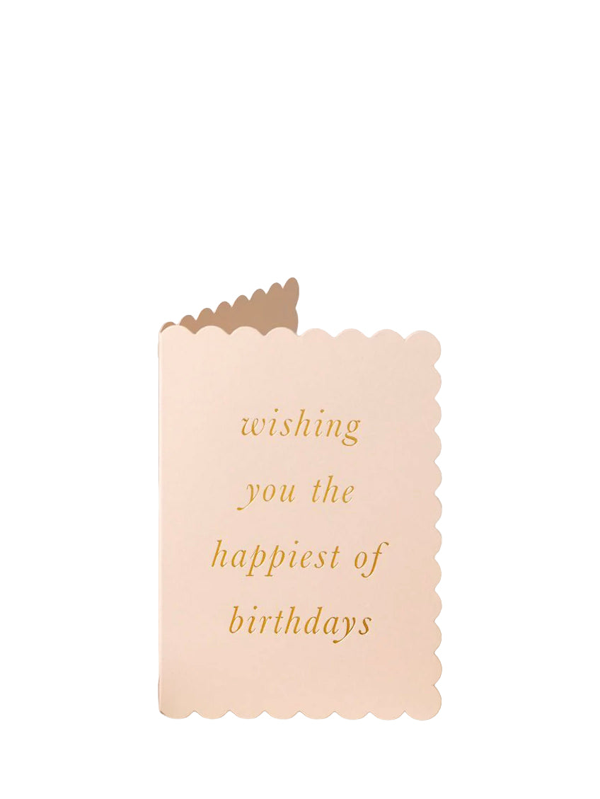 Happiest blush pink birthday card with scallop edges