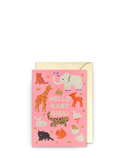Hello baby girl, new baby card