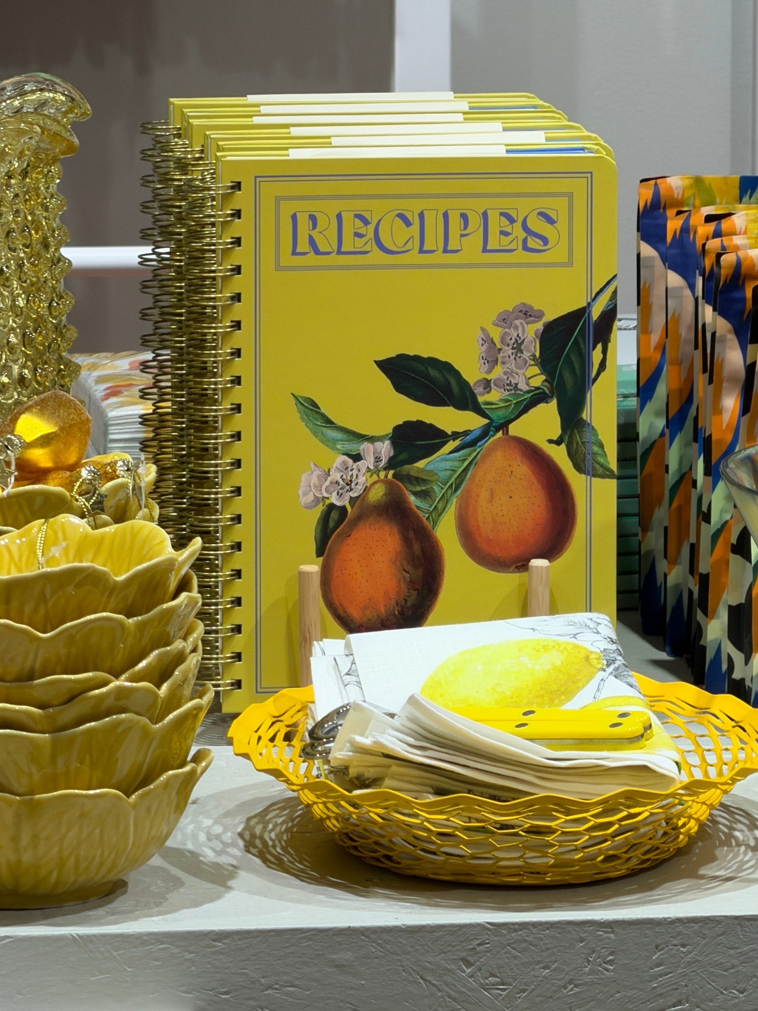 Hanging fruit spiral recipe journal, yellow