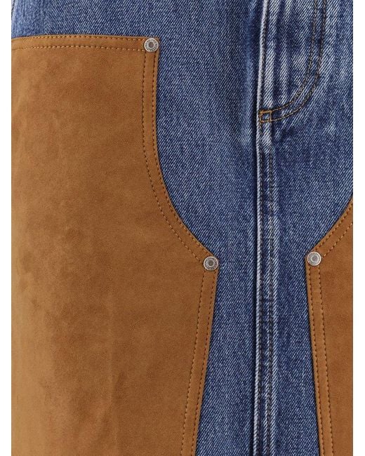 Denim Mixed Suede Skirt, Vintage Blue