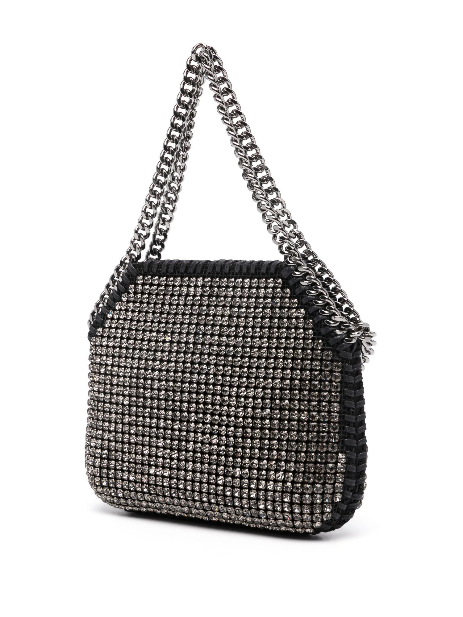 Falabella mini shoulder bag all over crystal mesh, black