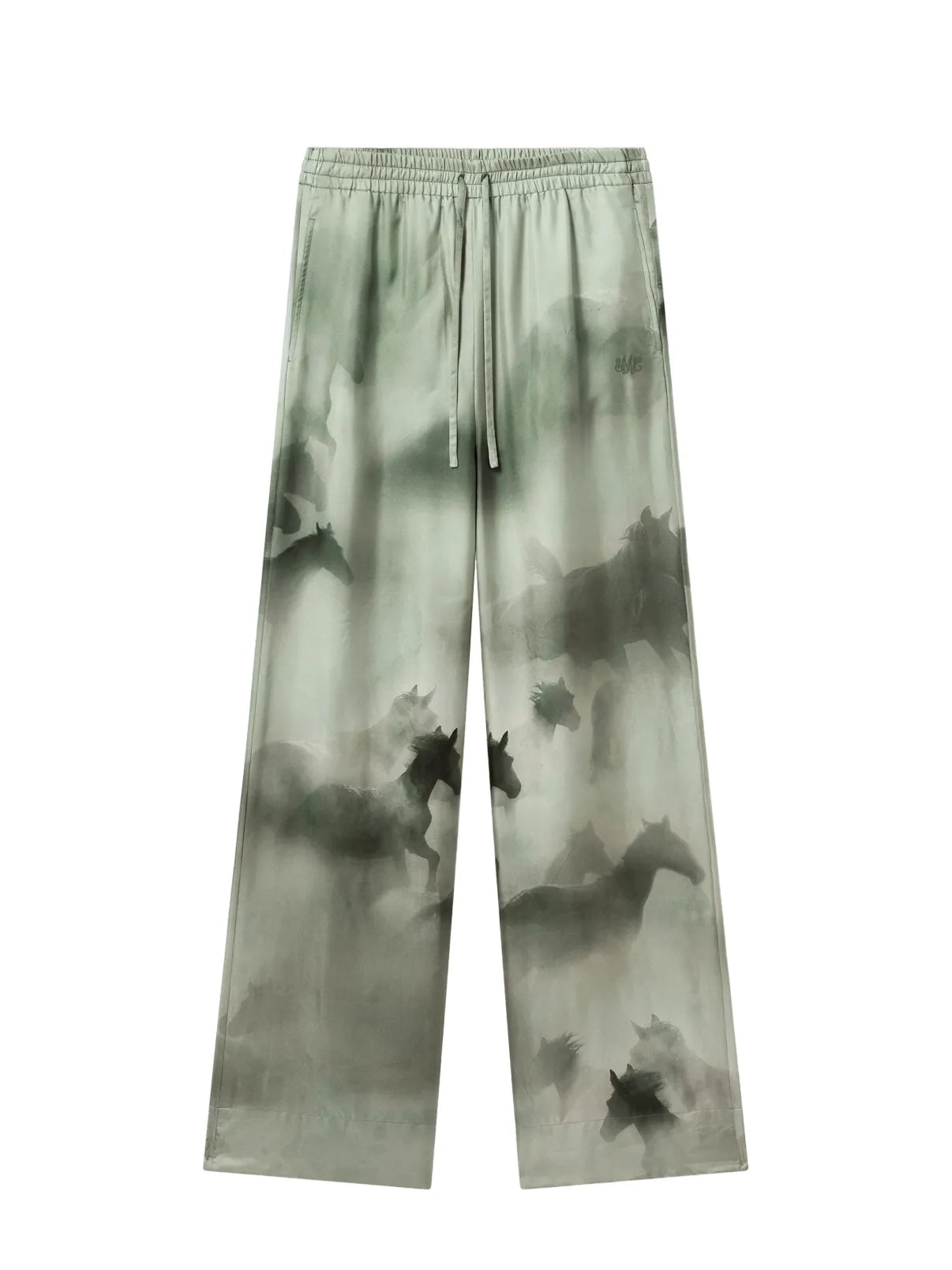 Horse print pajama trouser, green