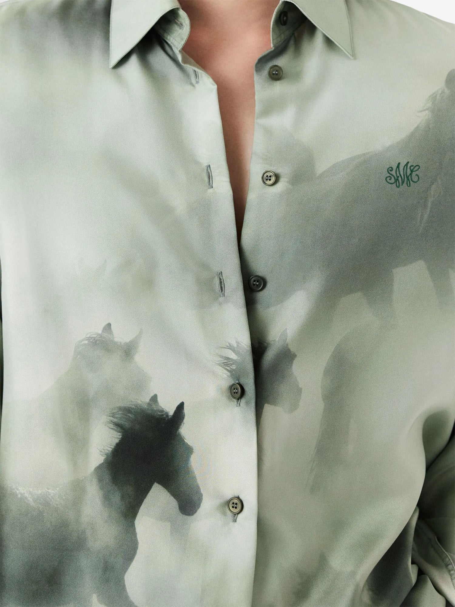 Horse print shirt, green