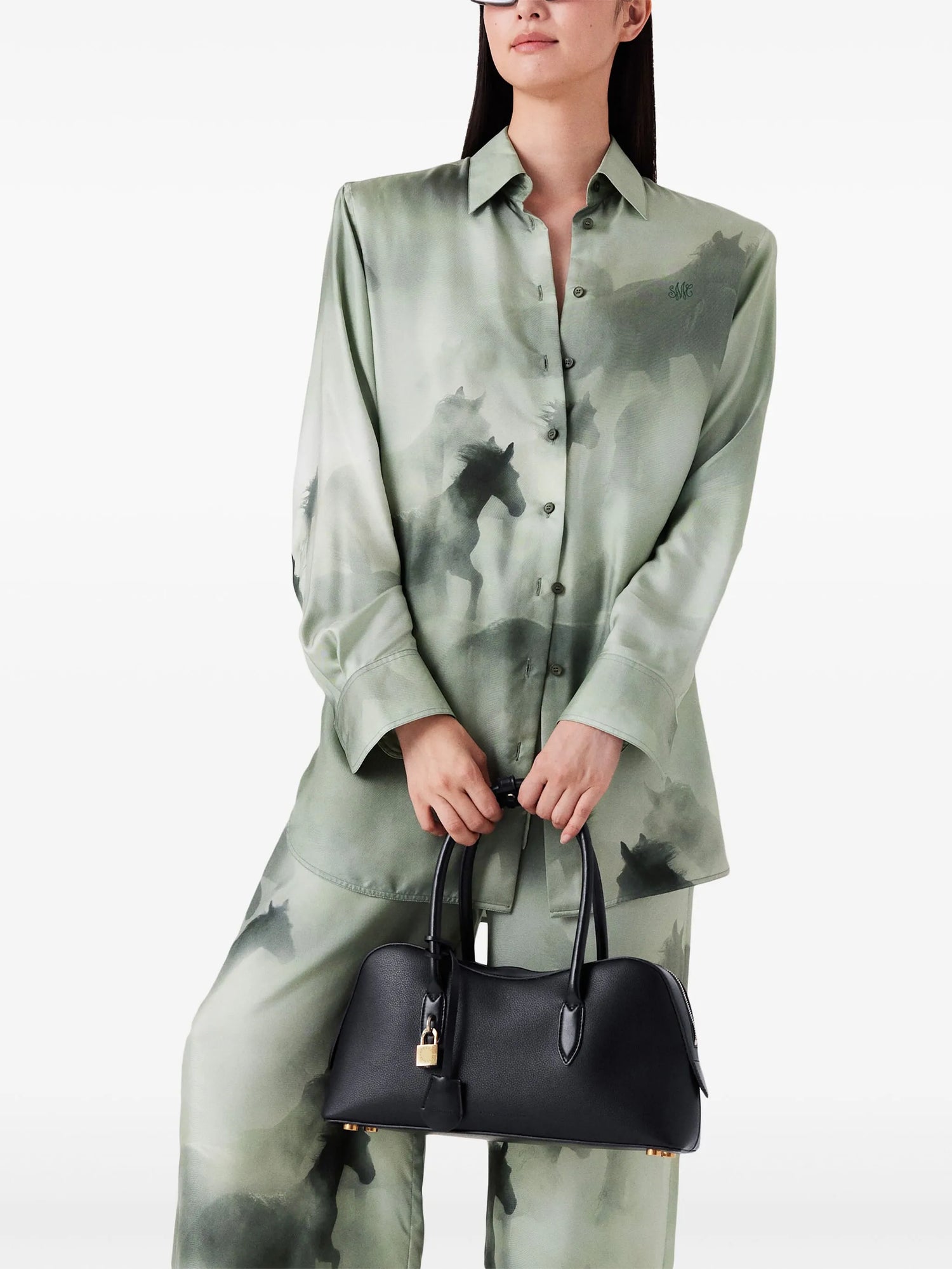 Horse print shirt, green