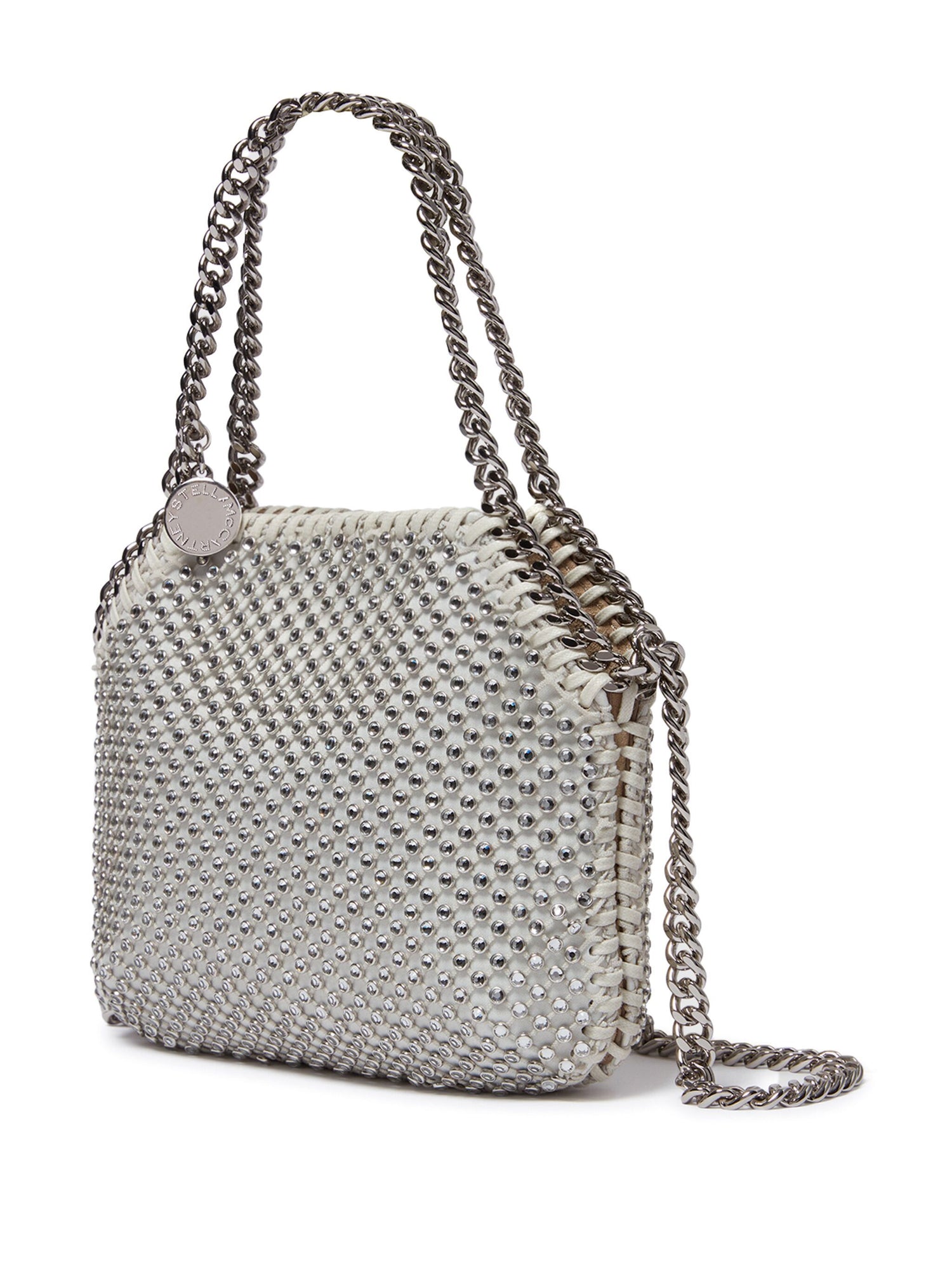 MINI SHOULDER BAG ECO CRYSTAL & MESH, oyster