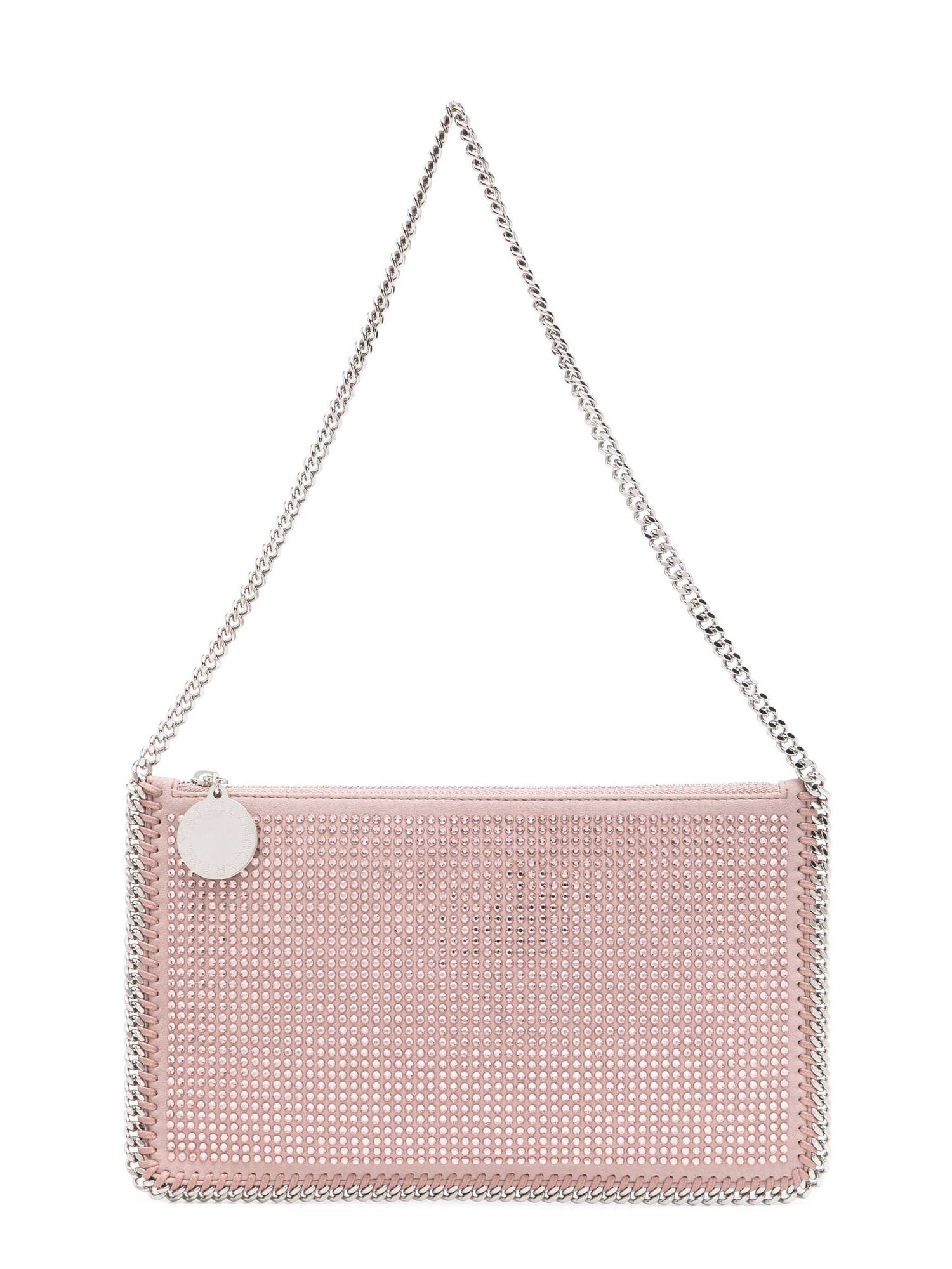 POCHETTE ACCESSOIR ALL OVER CRYSTAL HOTFIX ON ALTER SUEDE, DUSTY PINK