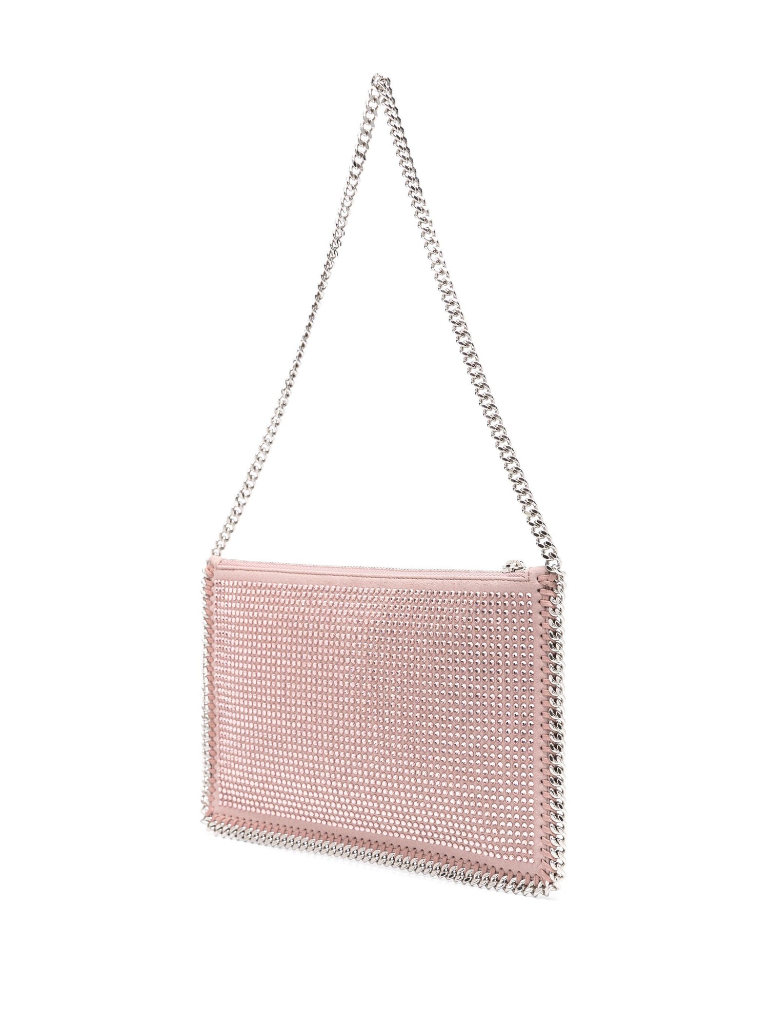 POCHETTE ACCESSOIR ALL OVER CRYSTAL HOTFIX ON ALTER SUEDE, DUSTY PINK