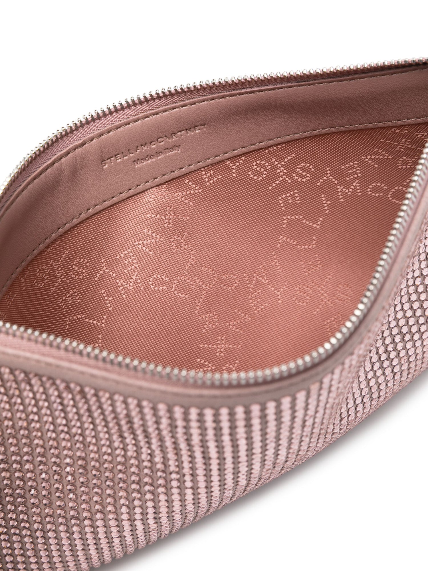 POCHETTE ACCESSOIR ALL OVER CRYSTAL HOTFIX ON ALTER SUEDE, DUSTY PINK