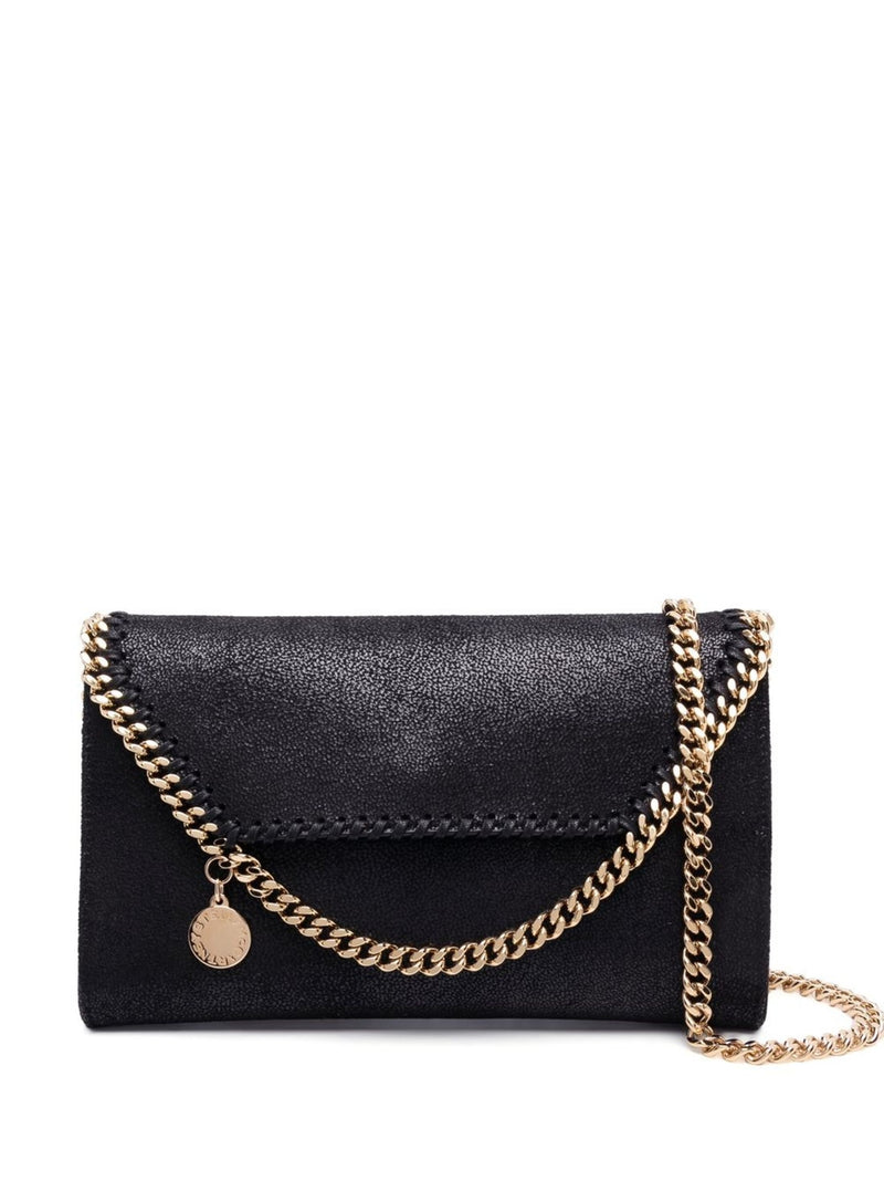 Falabella Wallet Crossbody Bag w/gold chain, black
