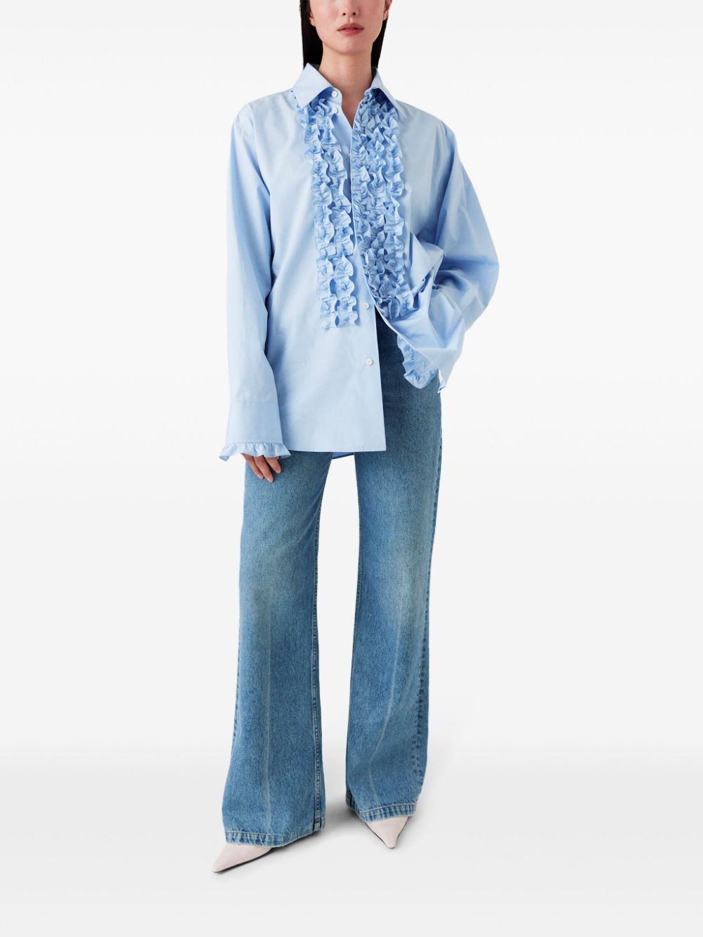 Ruffled shirt, sky blue