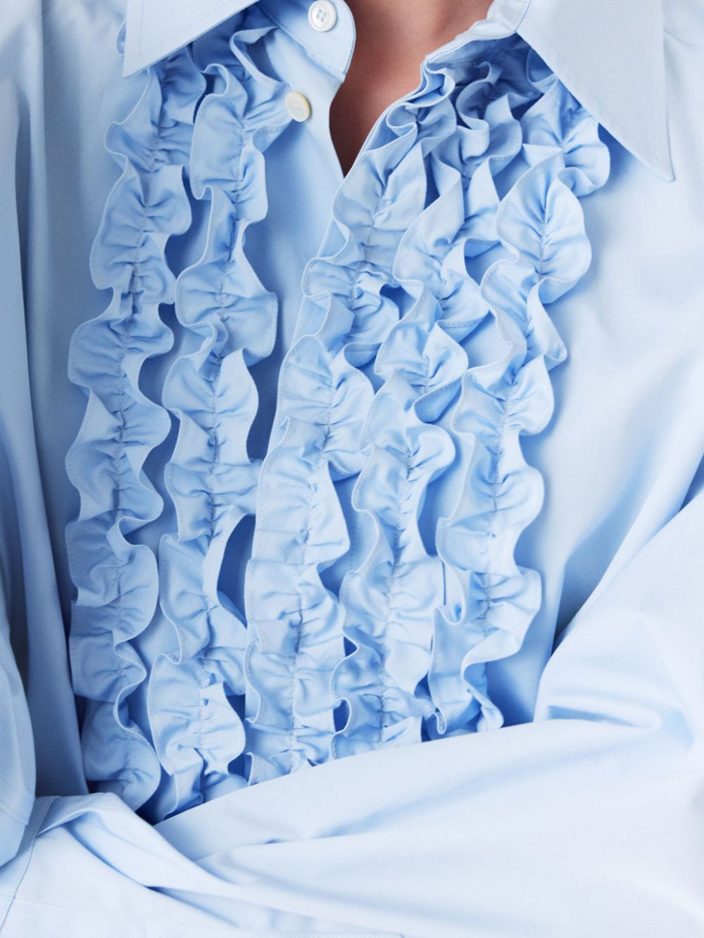 Ruffled shirt, sky blue