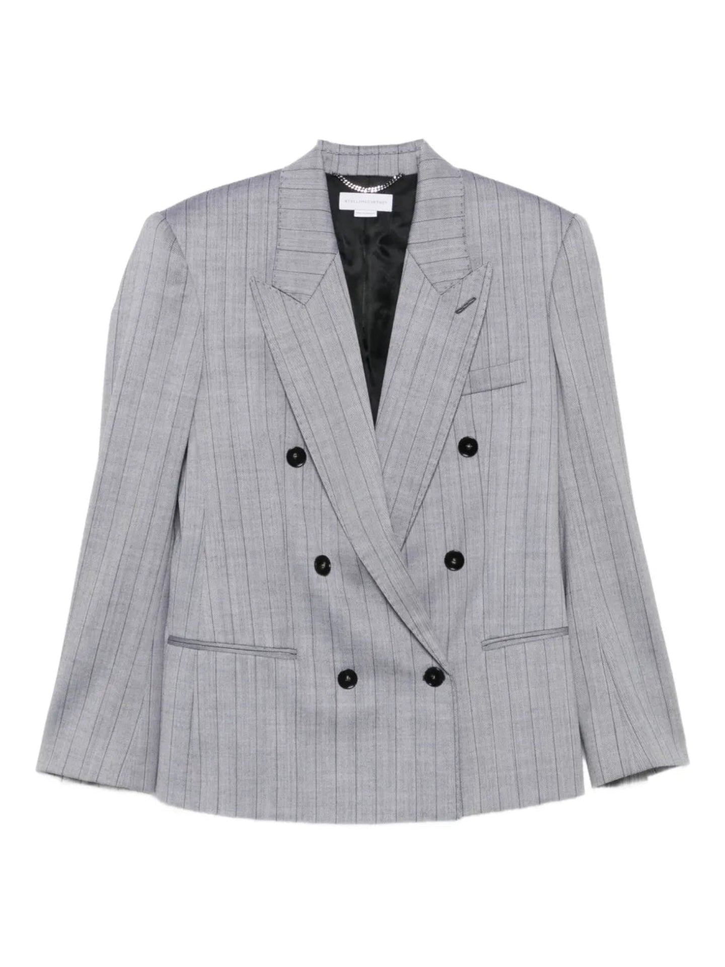Pinstripe double breasted blazer, grey