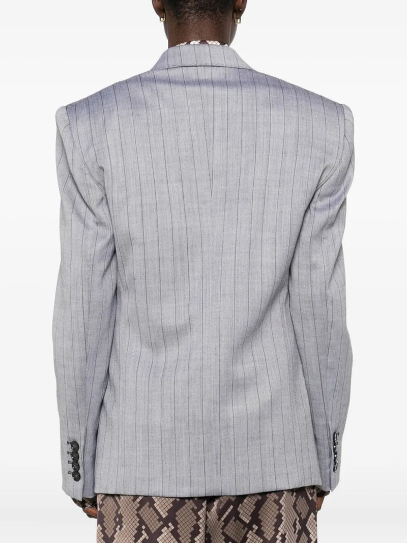 Pinstripe double breasted blazer, grey