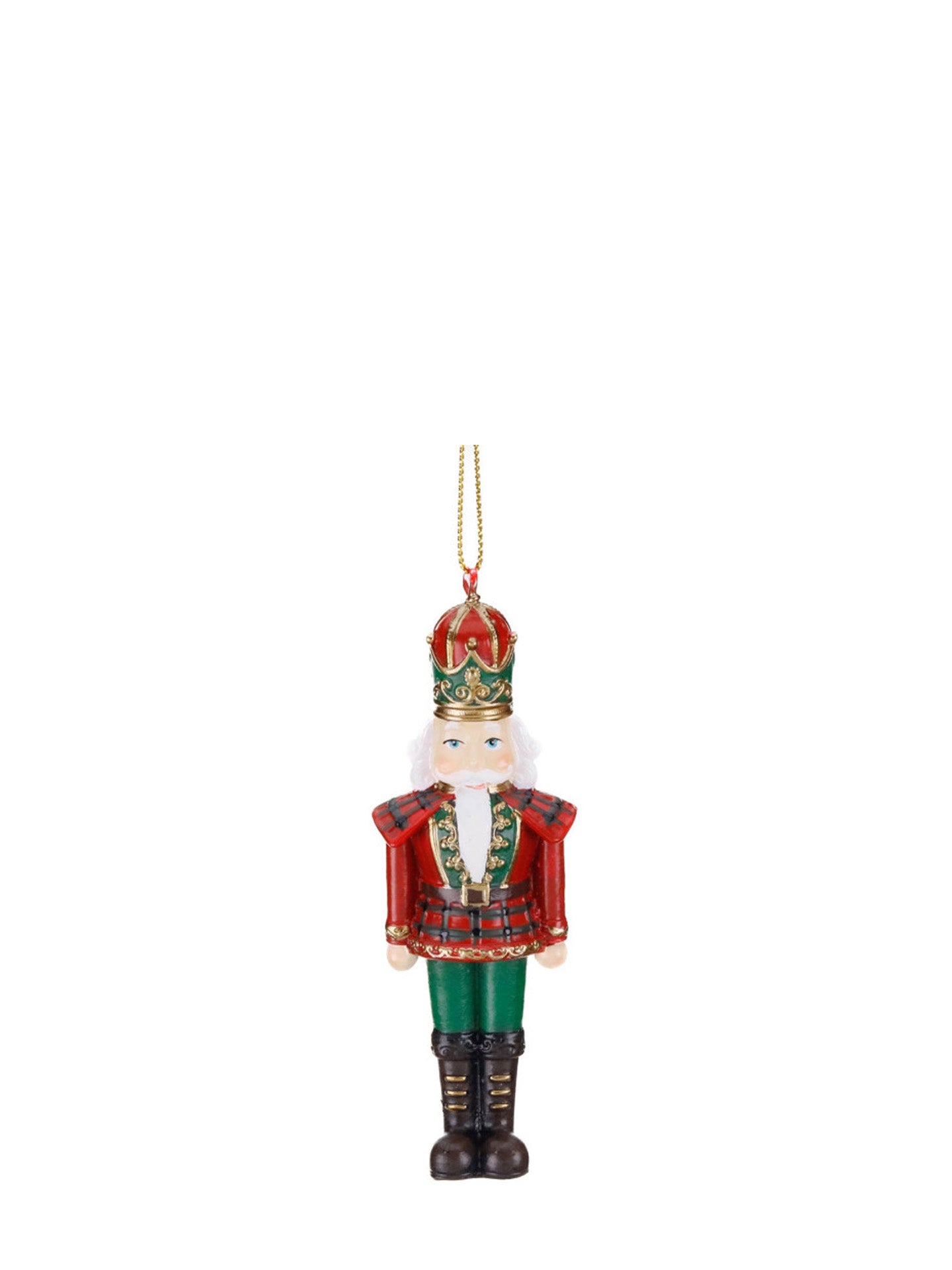Tartan nutcracker ornament, red jacket