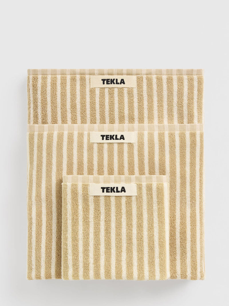Bath Towel, Ivory stripes on golden beige (70x140cm)