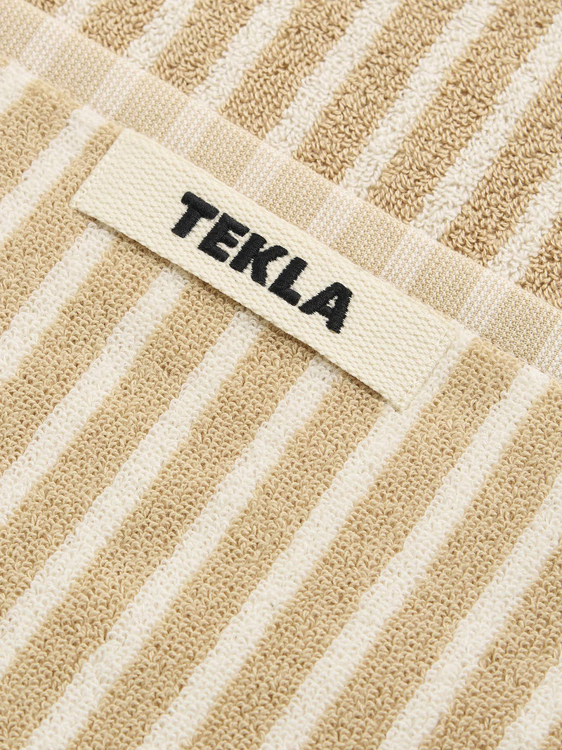 Bath Towel, Ivory stripes on golden beige (70x140cm)
