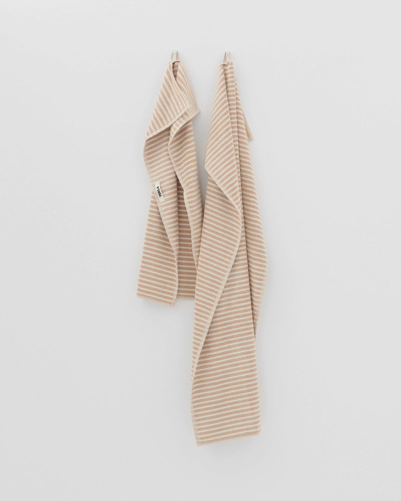 Bath Towel, Ivory stripes on golden beige (70x140cm)