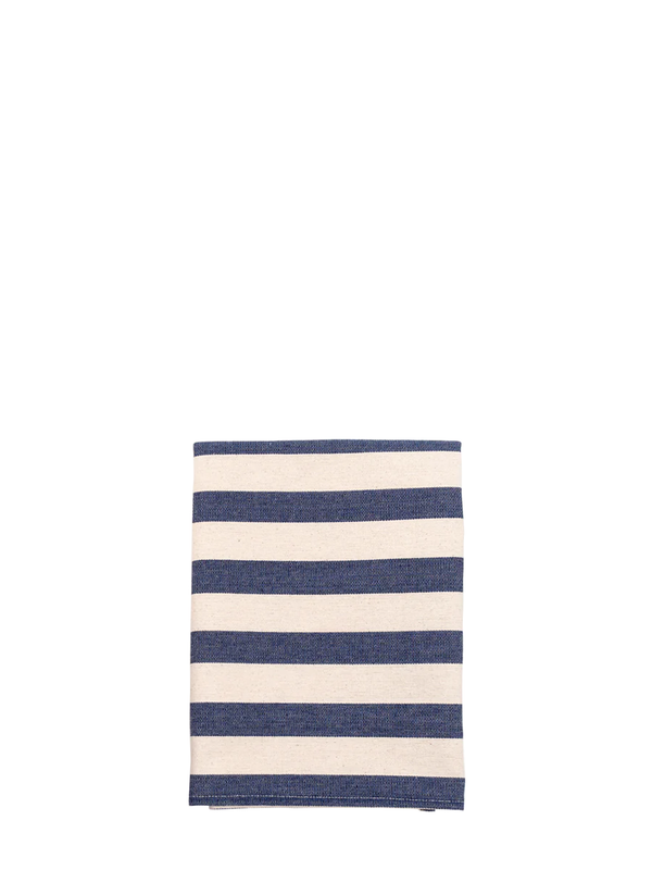 Cotton Kitchen Towel, bold dark navy blue stripe