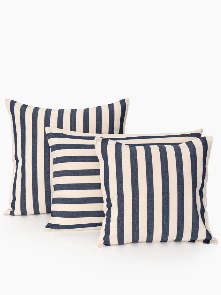 Cushion cover, bold dark navy blue stripe  (50 x 50 cm)