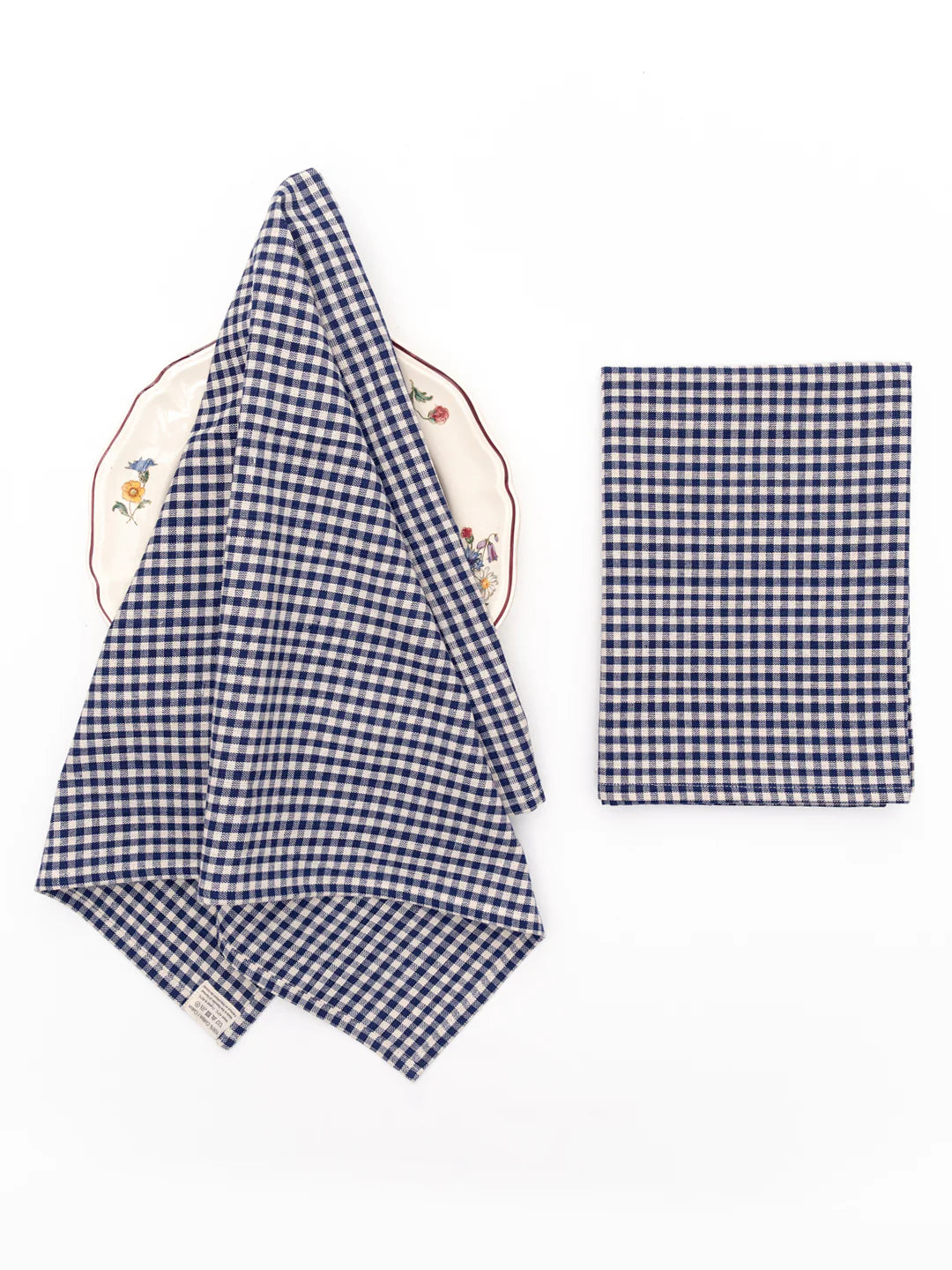 Cotton Kitchen Towel, navy blue and off white gingham