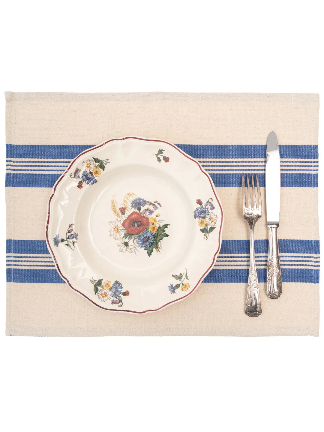 Cotton Placemat no 4, thick blues