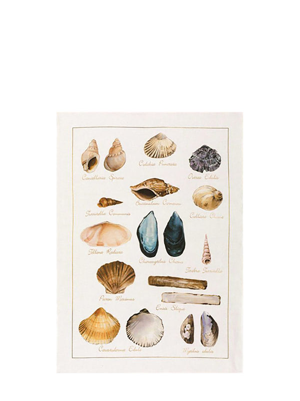 La mer sea shells linen kitchen towel