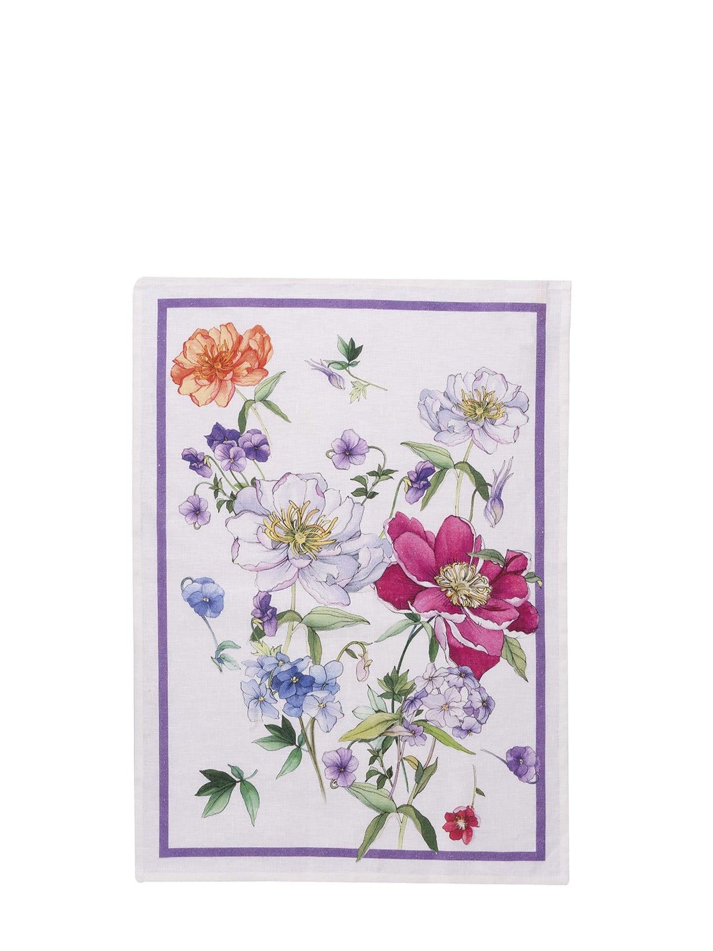 Antea flowers linen tea towel, violet