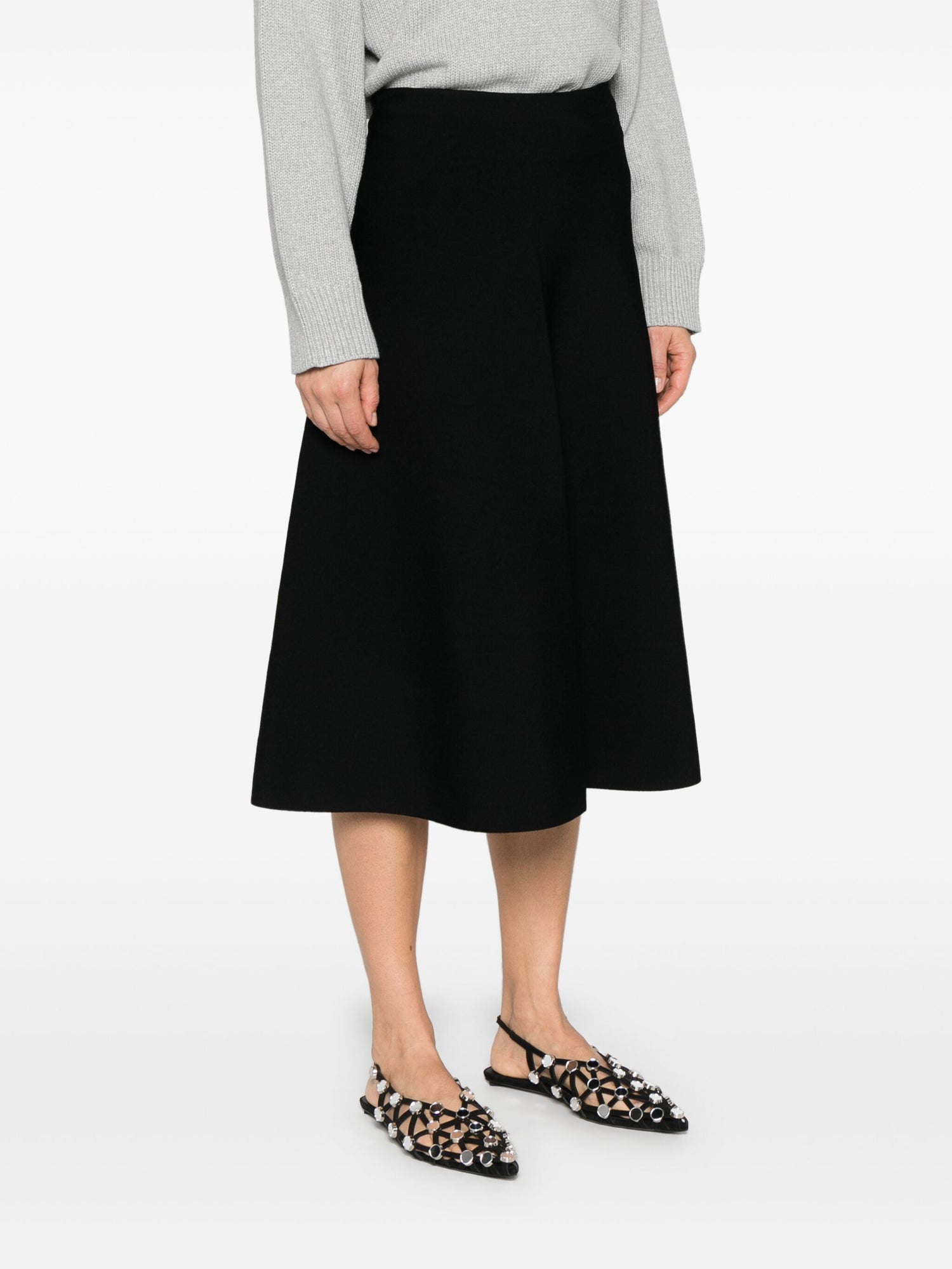 A-line jacquard skirt, black