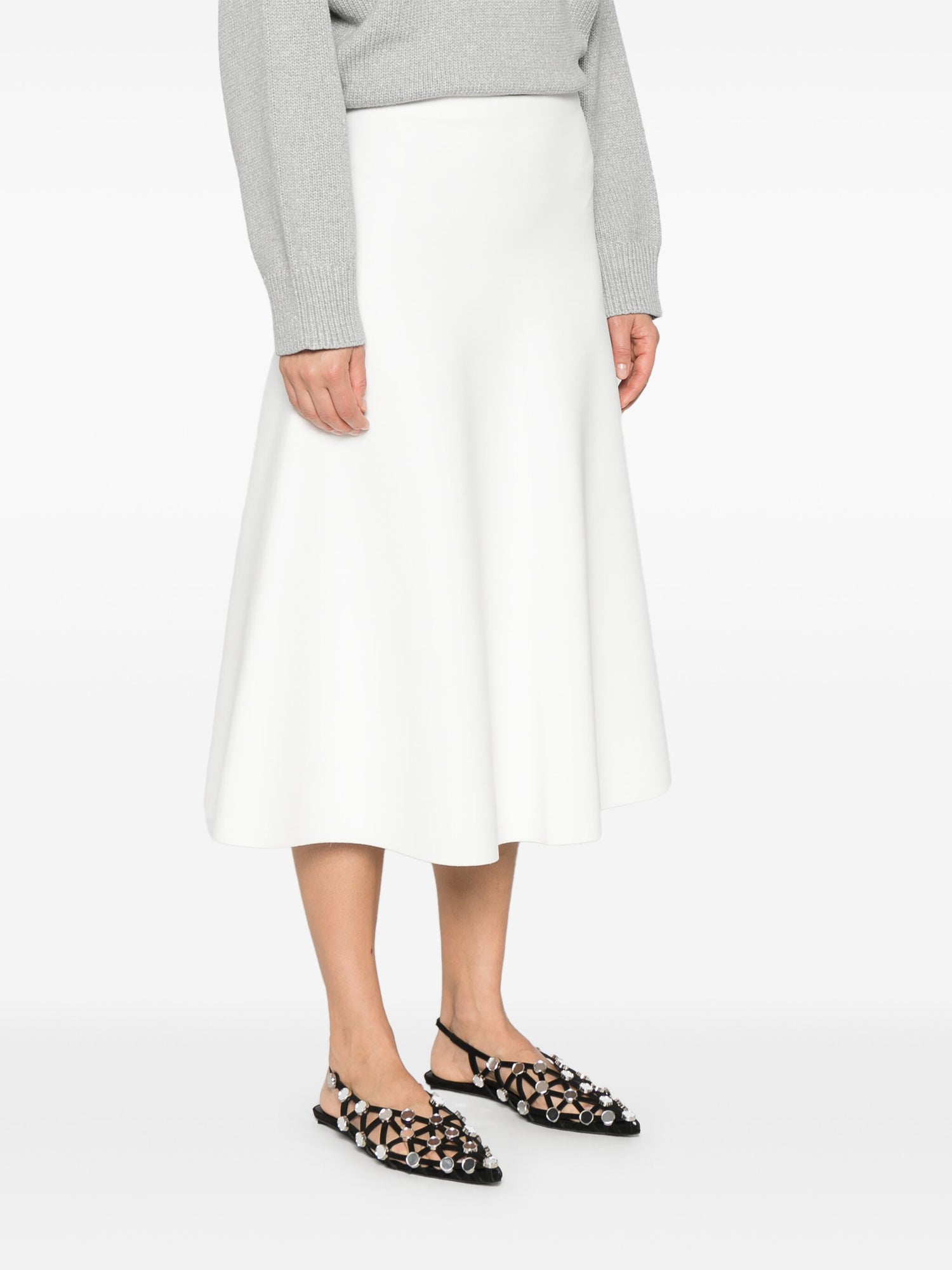 A-line jacquard skirt, white