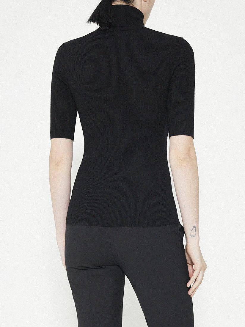 Leenda Short-Sleeve Turtleneck sweater in Regal Wool, black