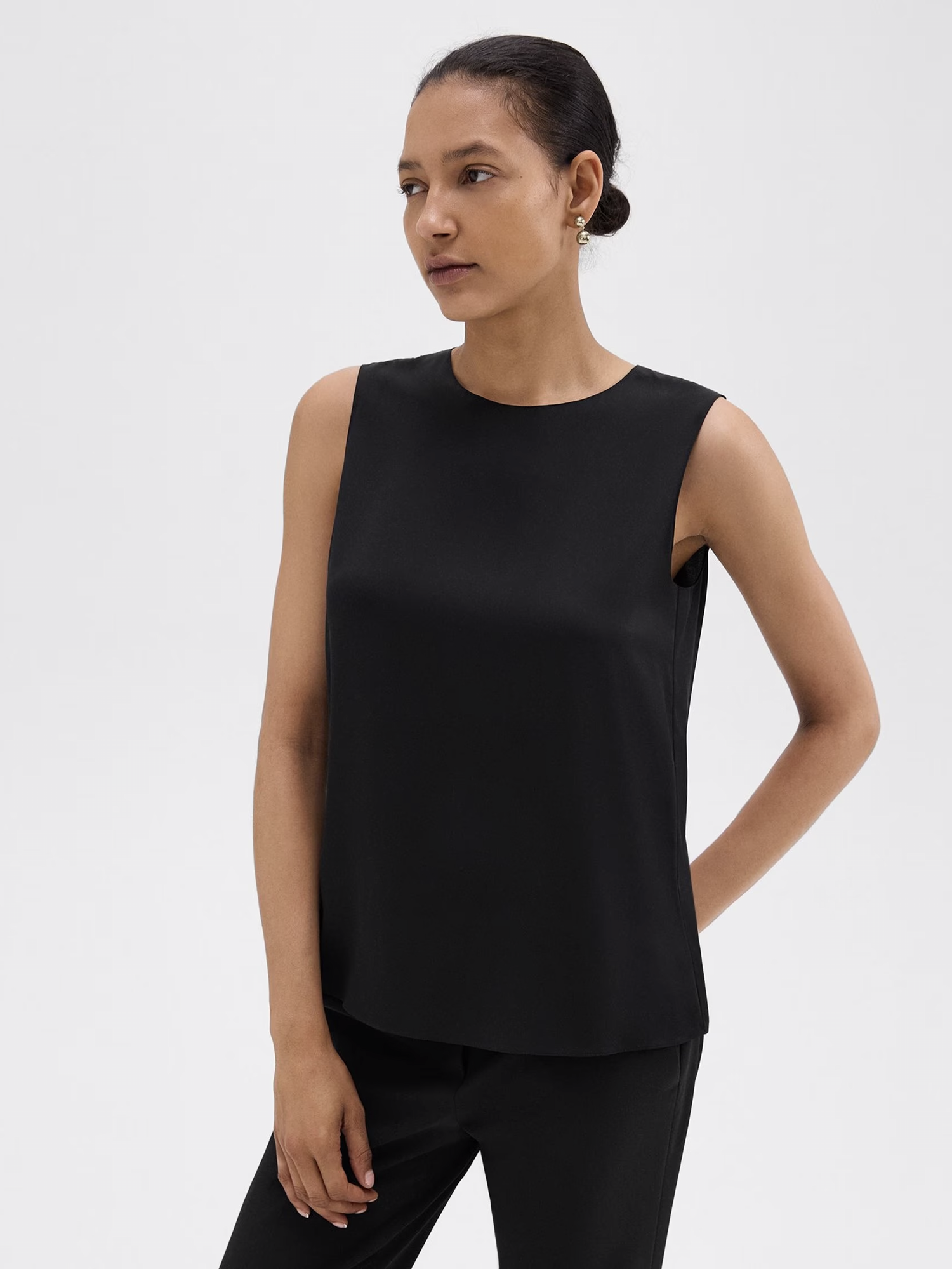 Shell Top in Silk Georgette, black