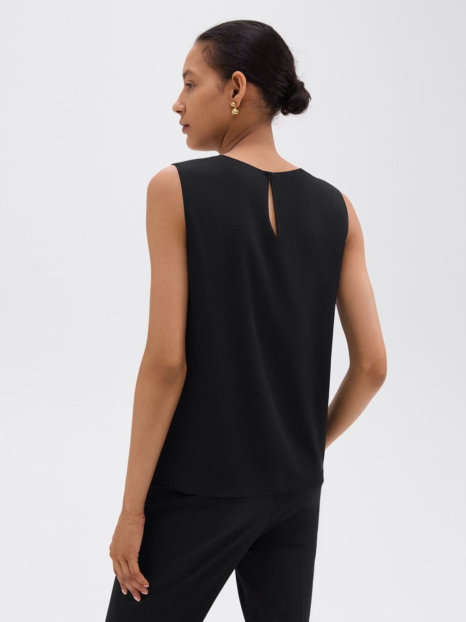 Shell Top in Silk Georgette, black