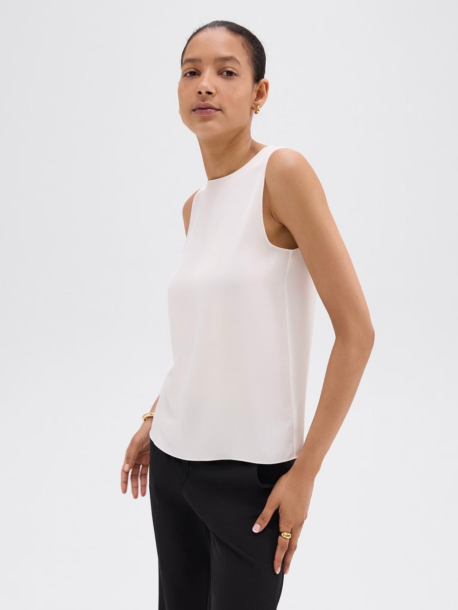 Shell Top in Silk Georgette, ivory