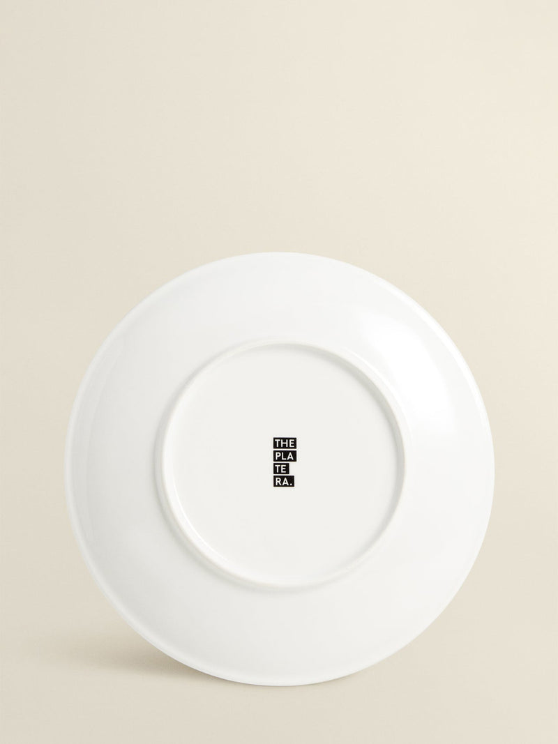 Stripes dessert plate, bold burgundy red