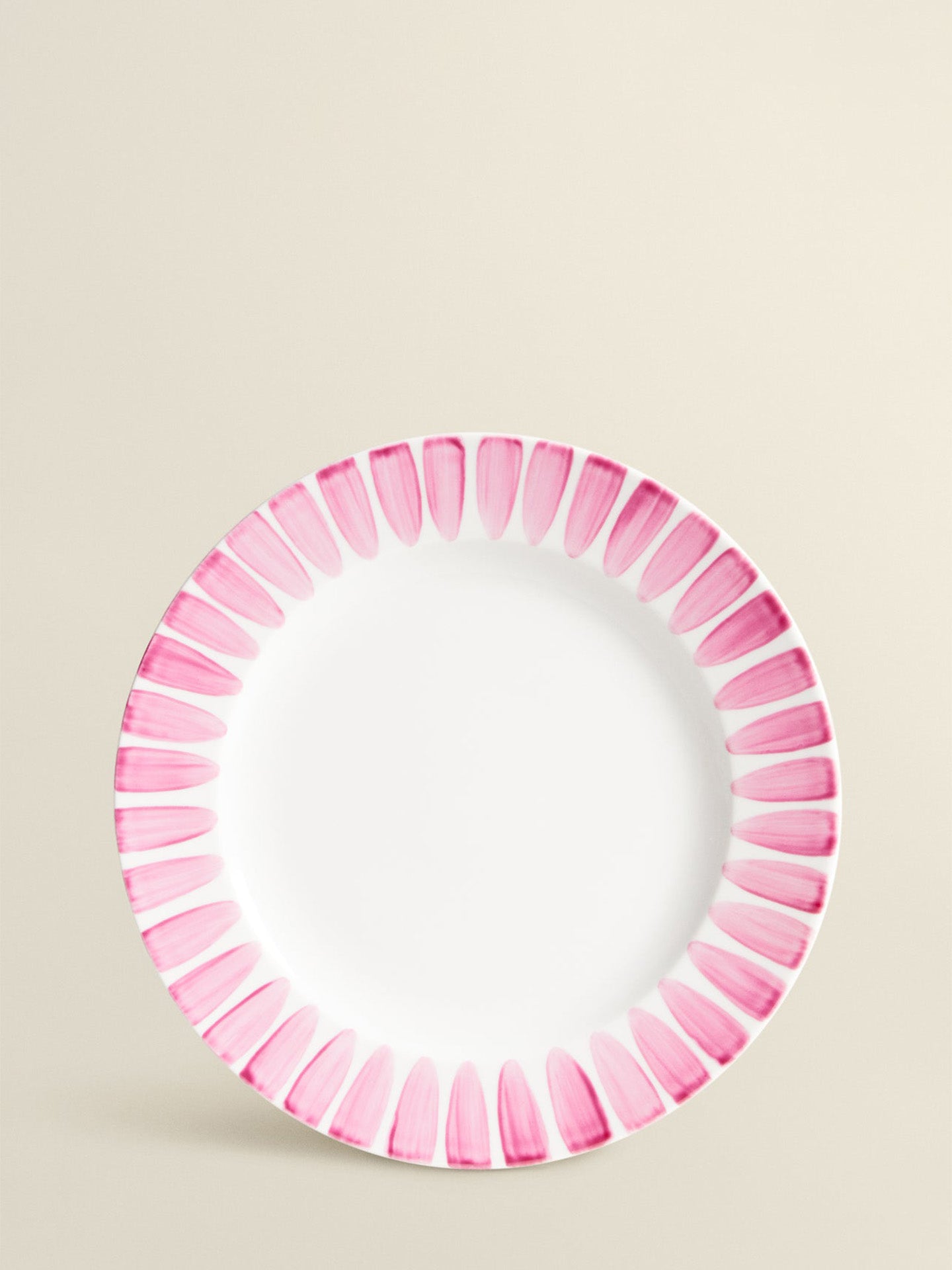 Pink dinner plate with handpainted border