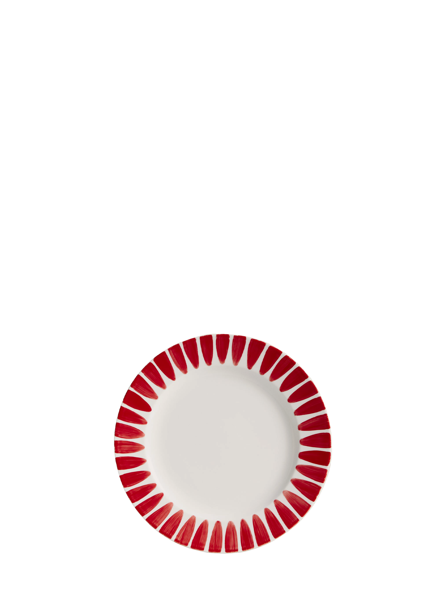 Red dessert plate with handpainted border