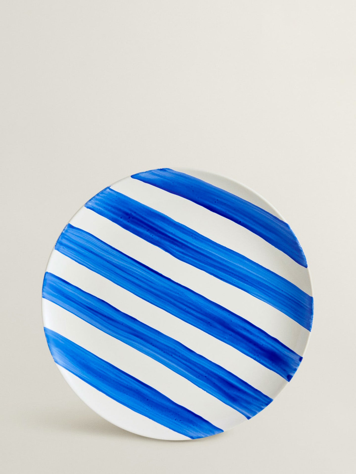 Stripes dessert plate, bold blue